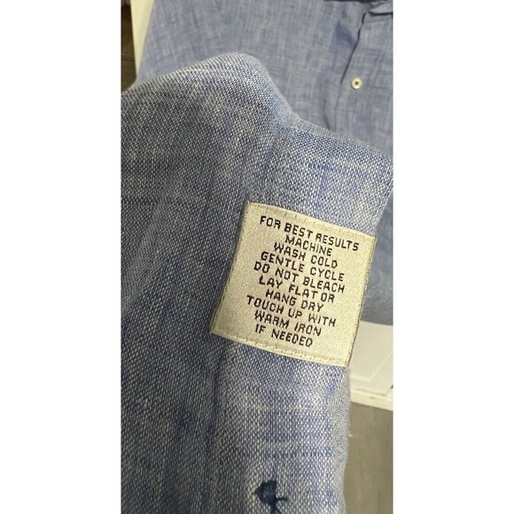 Peter Millar Shirt Mens L Blue 100% Linen Button Up Preppy Casual Lightweight - Picture 5 of 5